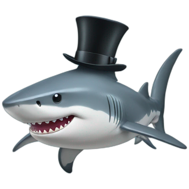 Shark with a top hat emoji