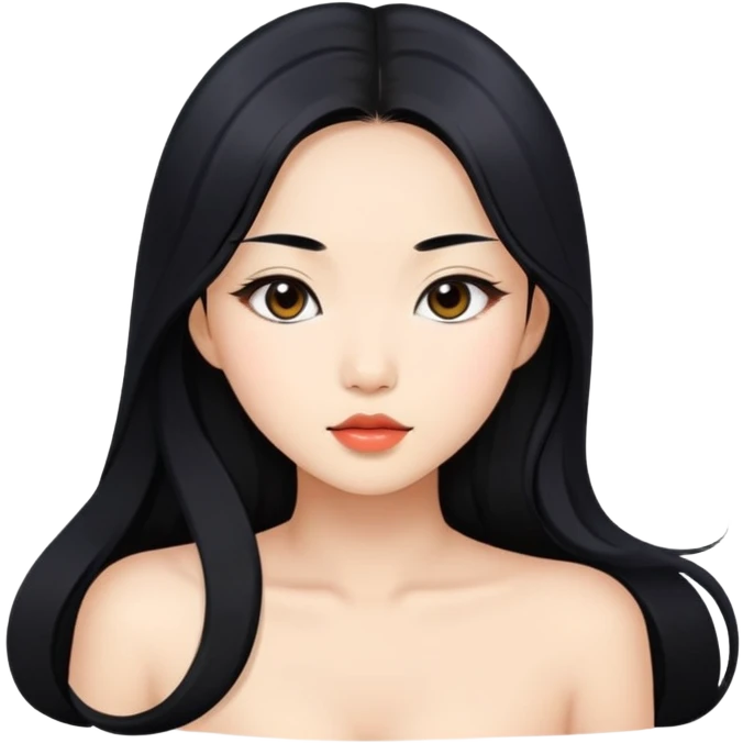Beautiful and seductive Asian girl with long black hair emoji