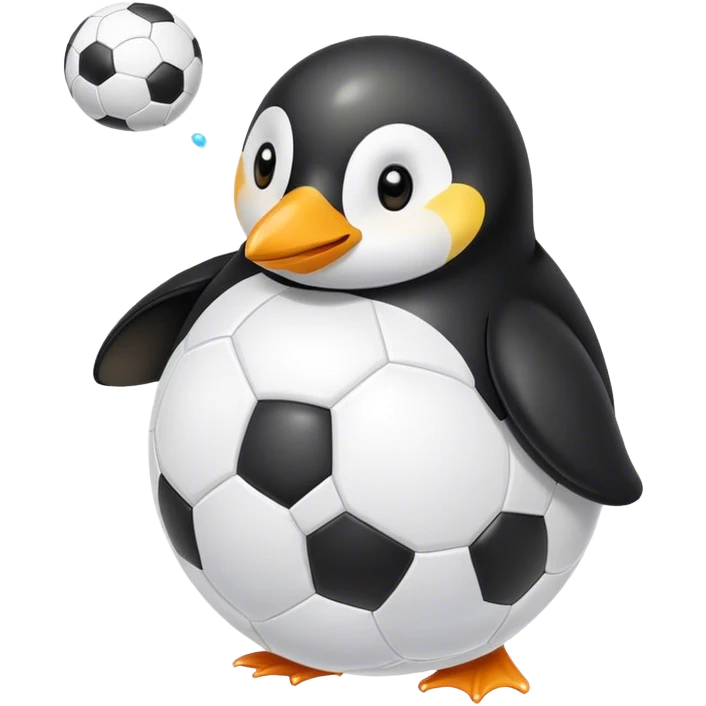 Pingouin avec un ballon de foot  emoji