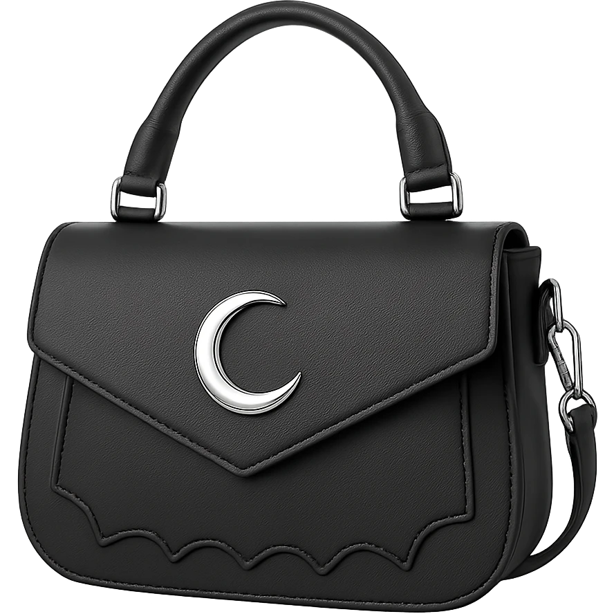 Back white goth purse without background emoji