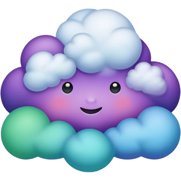 purple and green and blue gradient fluffy cloud emoji