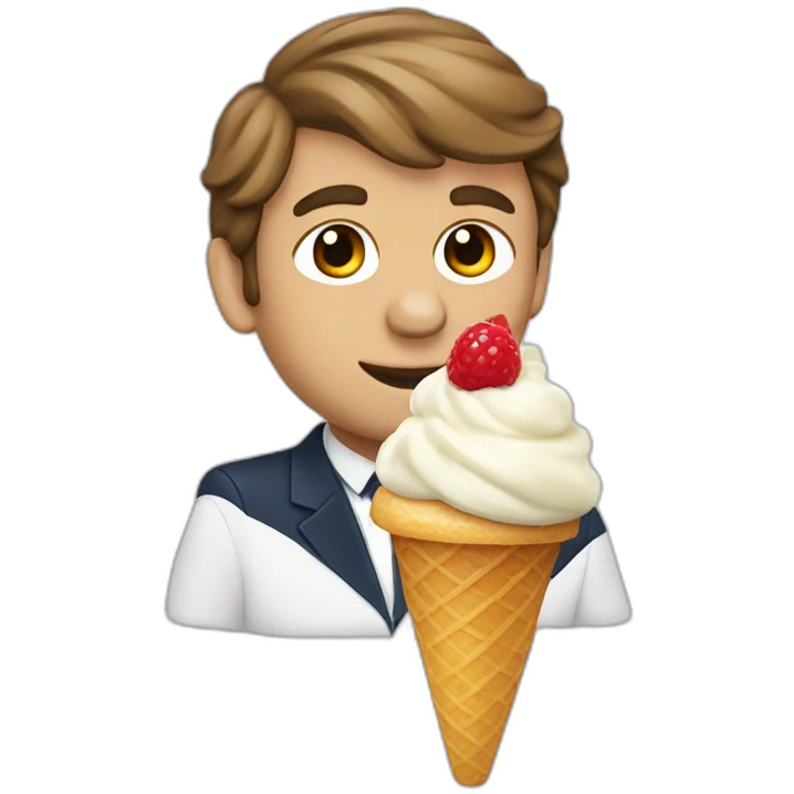 Macron with ice cream emoji