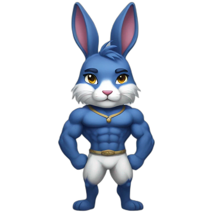 Muscular Anthro white rabbit with dark blue hair emoji