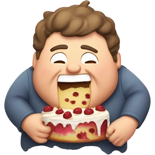 Chubby guy eating a lot of cake emoji