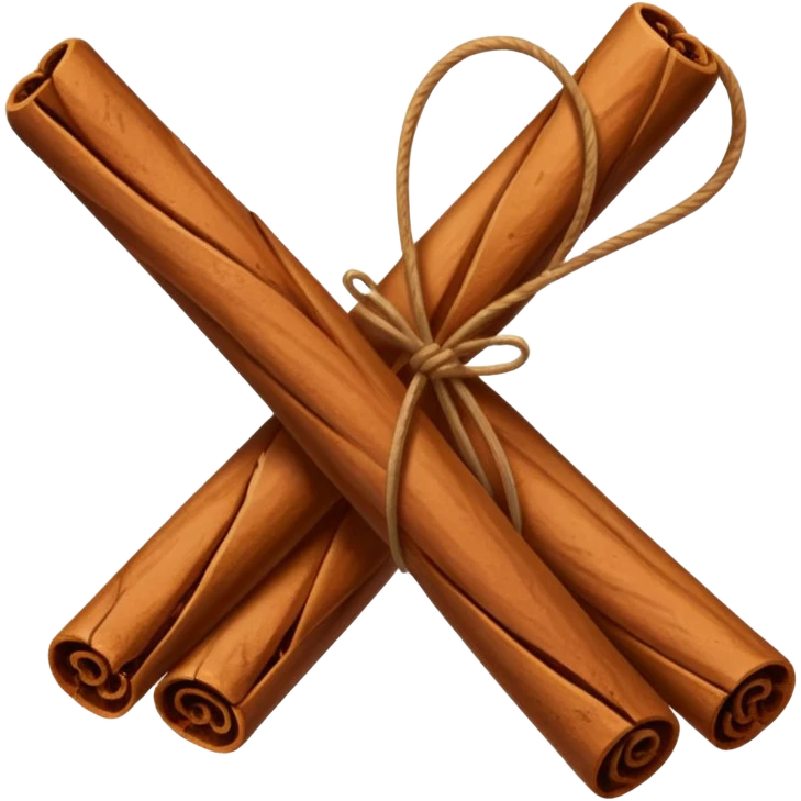 A simple, minimalist flat vector icon of two cinnamon sticks tied with a small string. Clean lines, soft brown tones, white background, high contrast, center framing. No shadows, no text, professional graphic design style. emoji