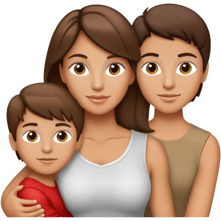 Light brunette beautiful fit mom with 3 sons emoji