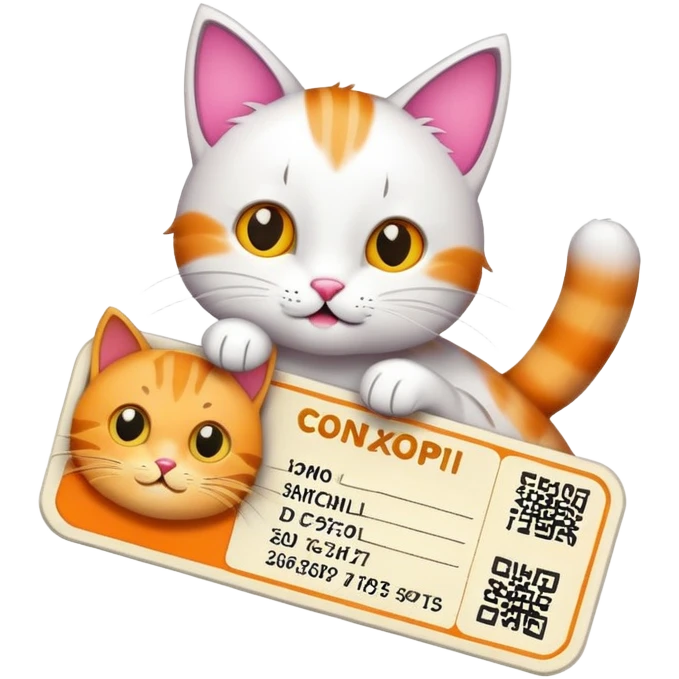 cartoon cat on child ticket emoji