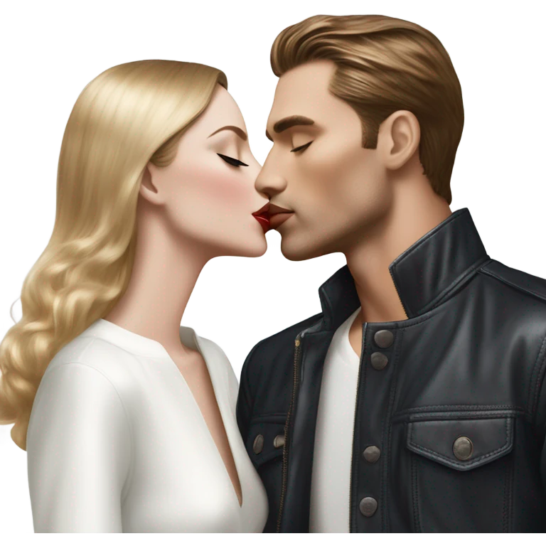 Hyper Realistic beautiful dior model kissing a handsome male model  emoji