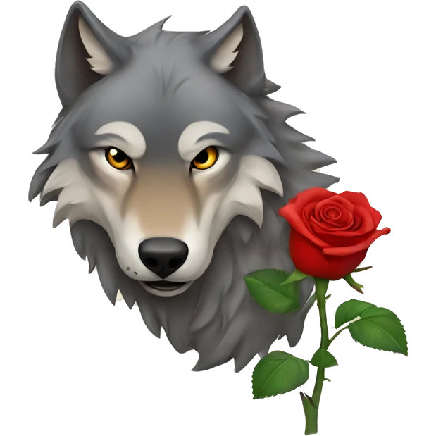 a wolf and a rose emoji