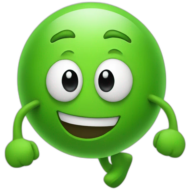 green face with legs running emoji