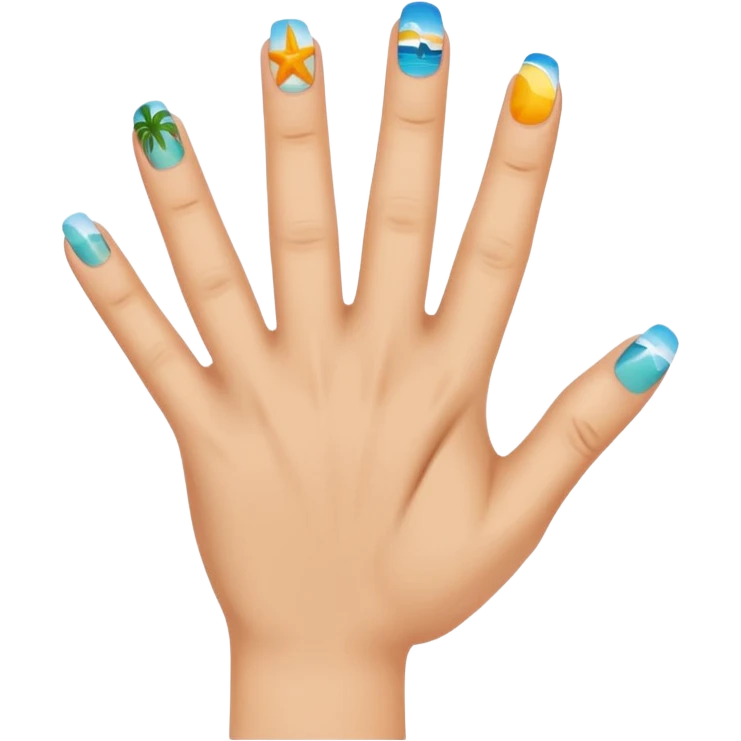beach designs on nail on hand  emoji