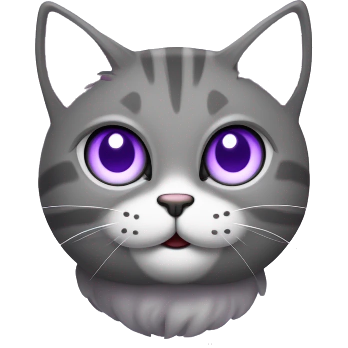 Gato roxo comGato roxo com um sorriso na boca o piples brancas e a parte branca dos olhos escuro com duas bolotinhas juntas nas bochechas emoji