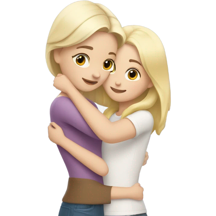 The white blonde woman hugs the white brown haired girl emoji