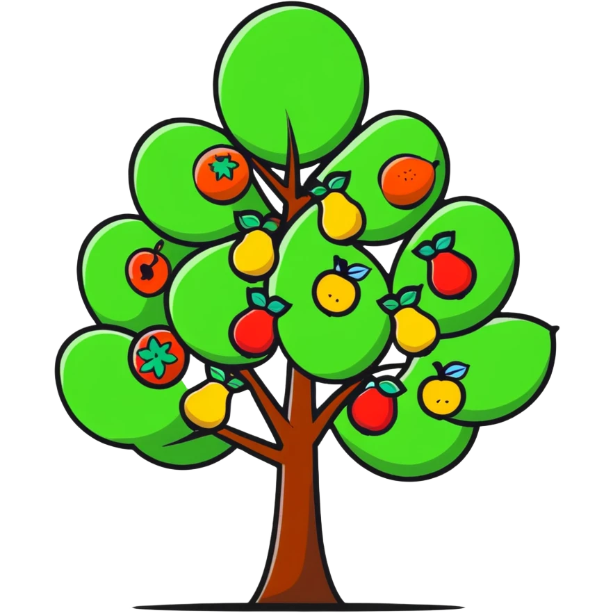colorful tree with fruits emoji