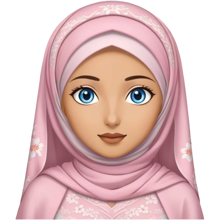 Beautiful finish hijabi girl with blue eyes and sakura wedding dress emoji