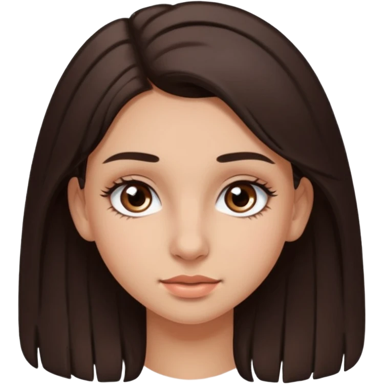 Una adolescente morena linda con buenas cejas y pestañas cabello castaño claro pircing en la nariz emoji