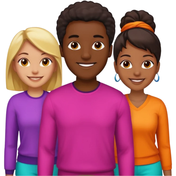Black man with   with two women one black one Chinese  emoji