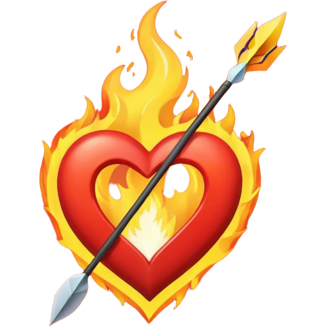bow and arrow going through fire heart emoji
