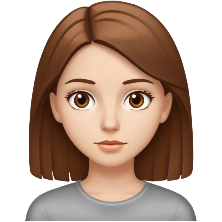 A white girl with brown straight hair and brown eyes emoji