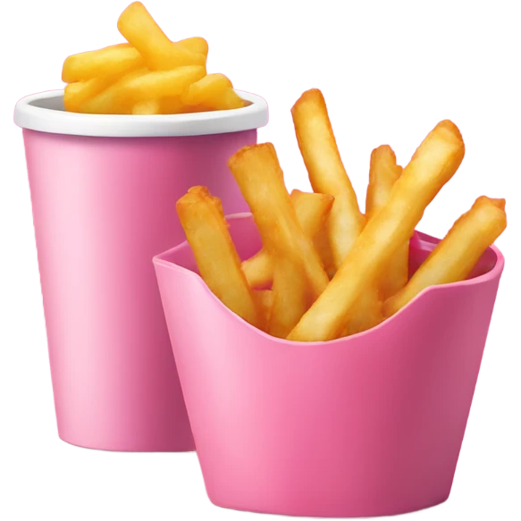 Fries and fried fish in pink simple cup emoji
