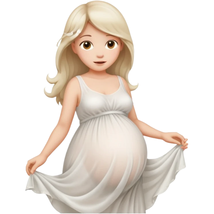 Беременная девушка в белом платье emoji