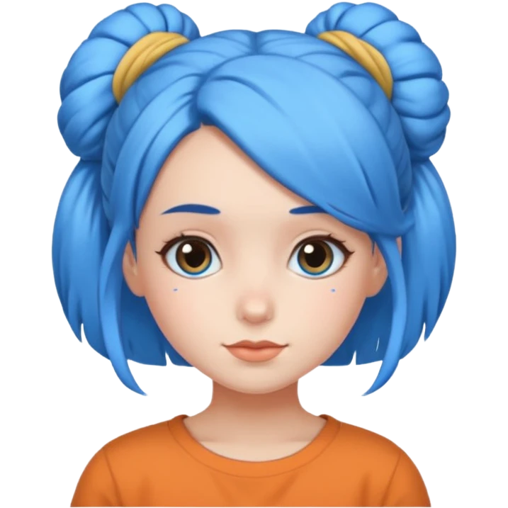 a girl with blue bun hair emoji