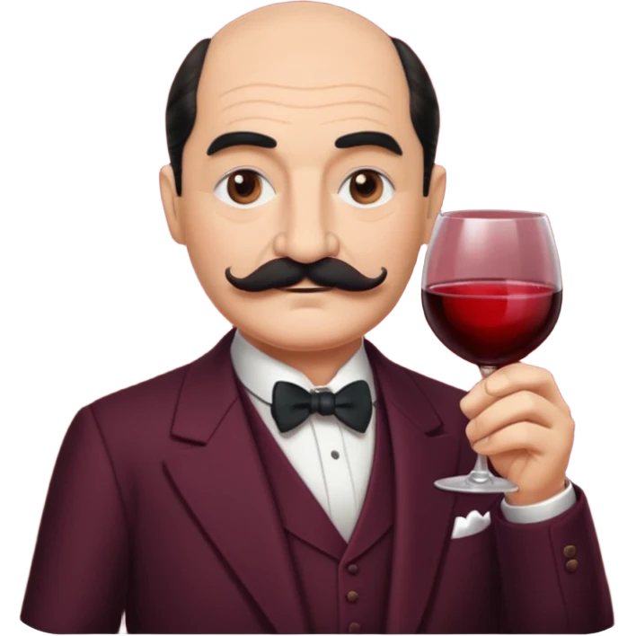 Hercule Poirot with a glass of wine emoji