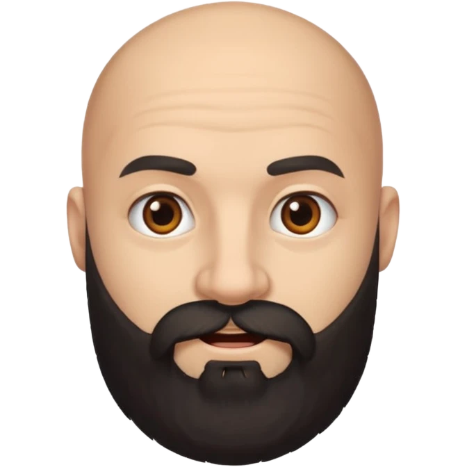 A bald man with a full thick bushy black beard emoji