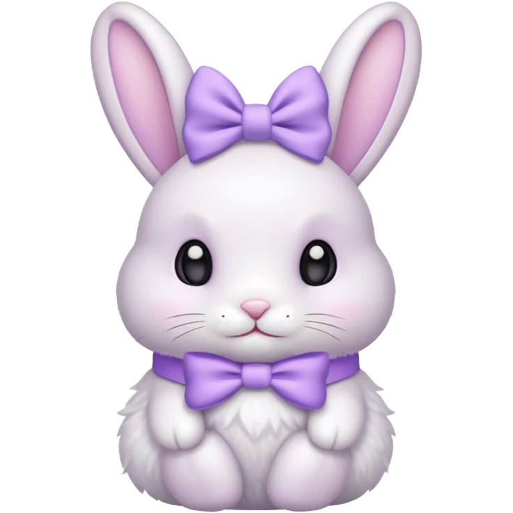 Coquette white bunny with light pastel purple bow emoji