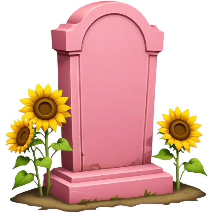 a pink gravestone with sunflowers next to it  emoji