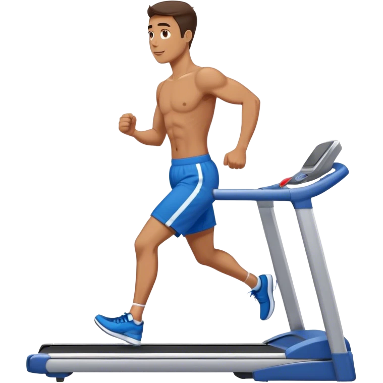 fit guy in blue shorts Treadmill emoji