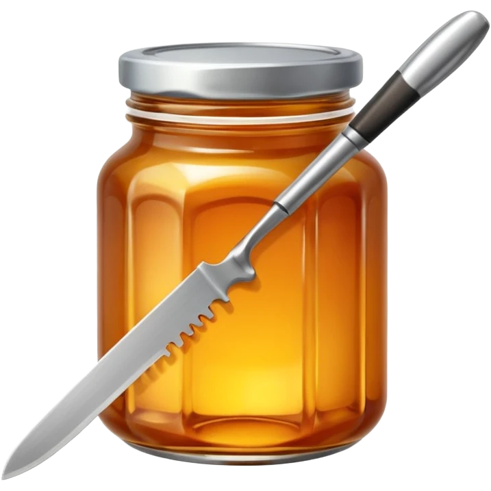 glass jar filled with honey and a metal knife emoji