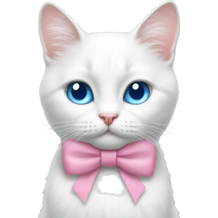 White cat pink bow blue eyes  emoji
