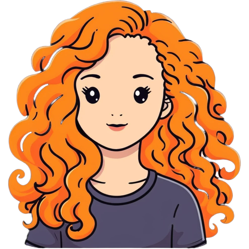 Attractive girl with very very long curly hair and many freckles emoji