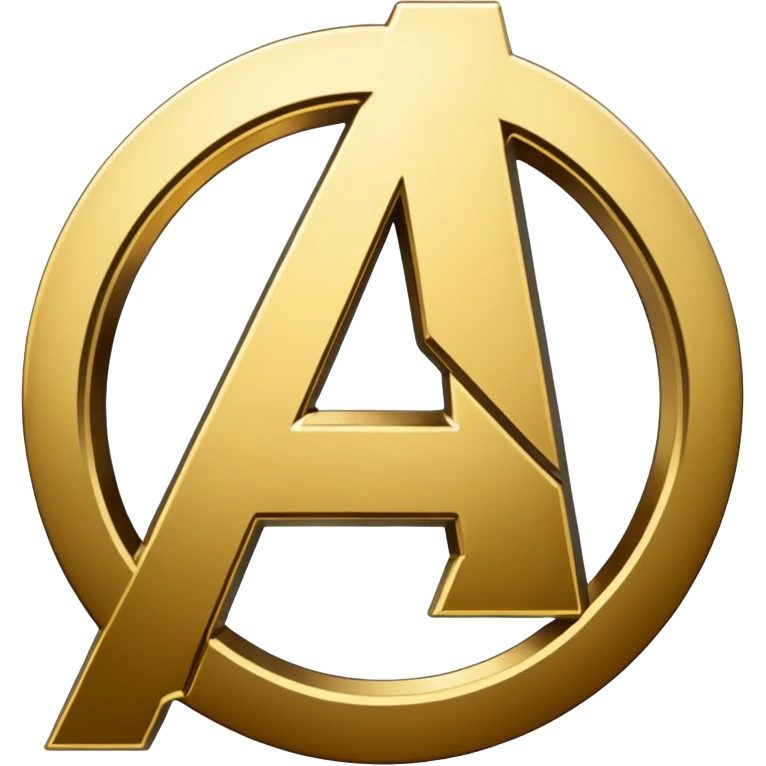 avengers logo gold color with transparent background, the inner circle area should be empty, leaving just the letter solid and the inner outline as well emoji