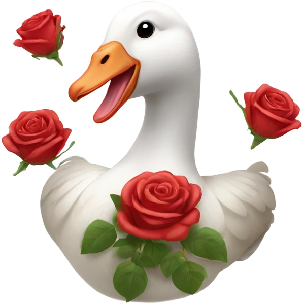 White goose with roses emoji