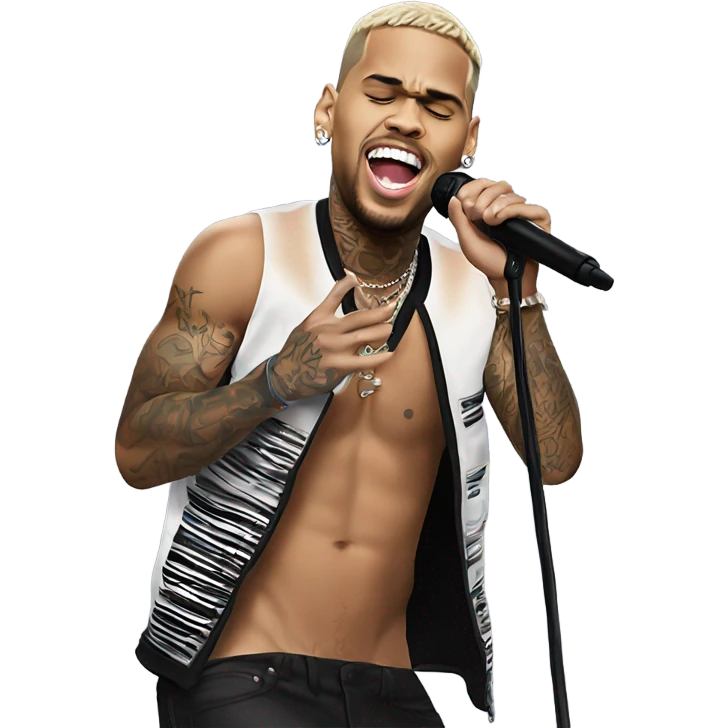 Hyper Realistic Chris Brown on stage singing  emoji