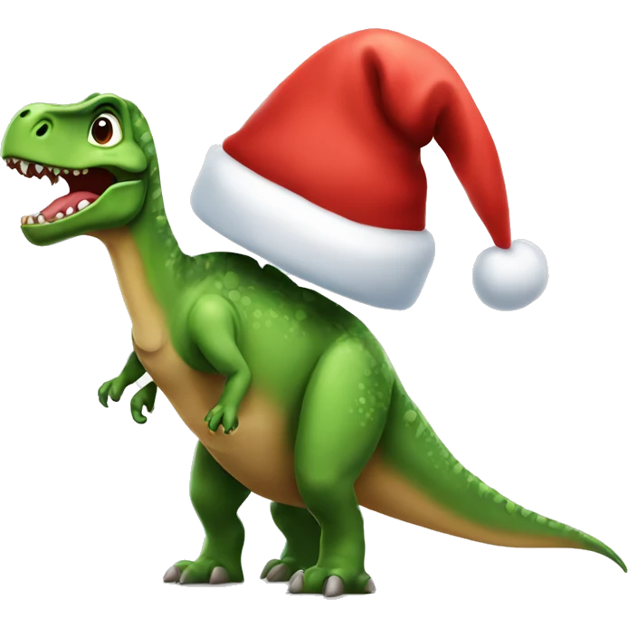 Dino in santa hat emoji