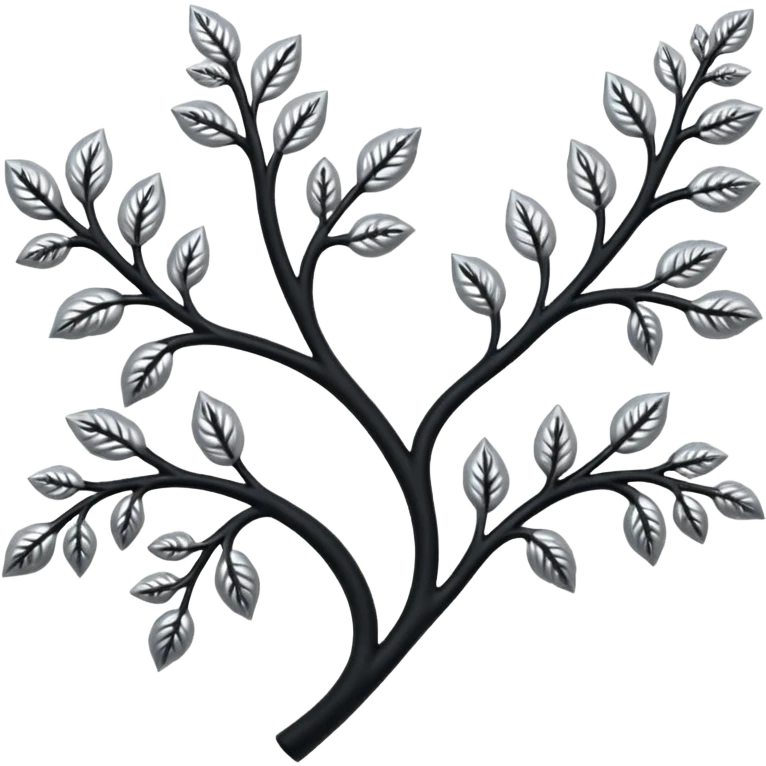 Black and silver filigree branch, 3D, extremely detailed design emoji