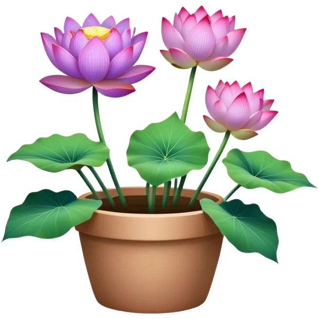 flower pot Purple Lotus,stem, Lotus leaf, bunch emoji