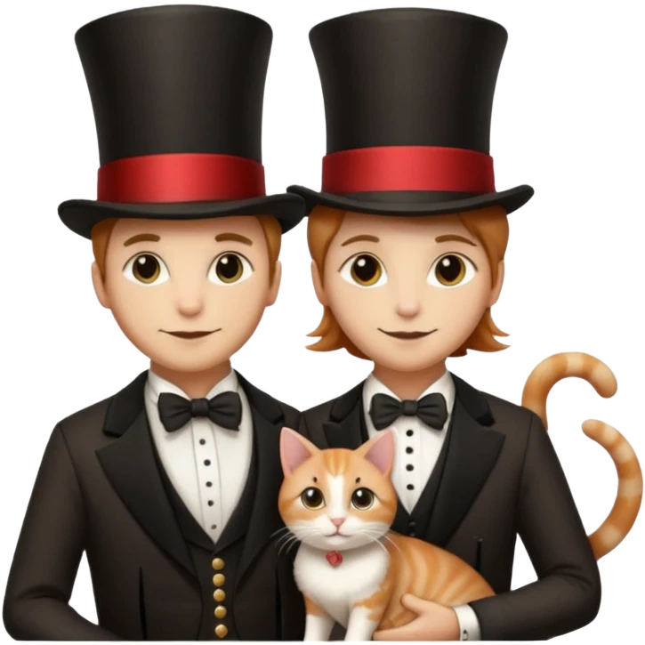 magician couple and their pet cat emoji