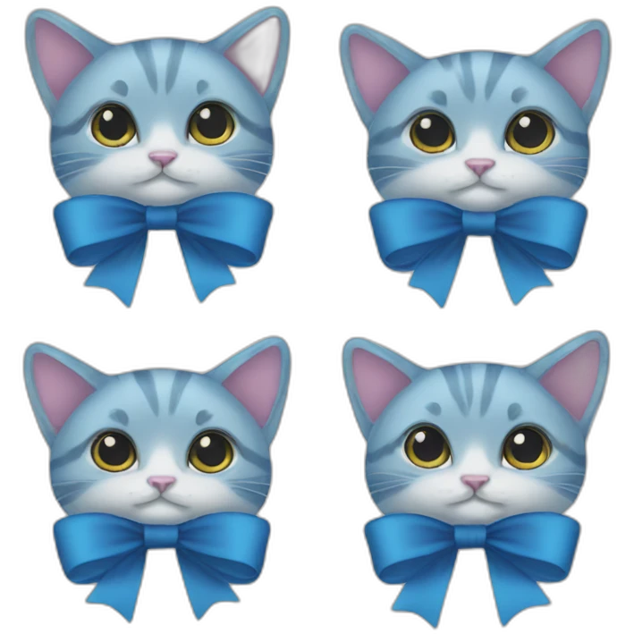 CAT blue bow emoji