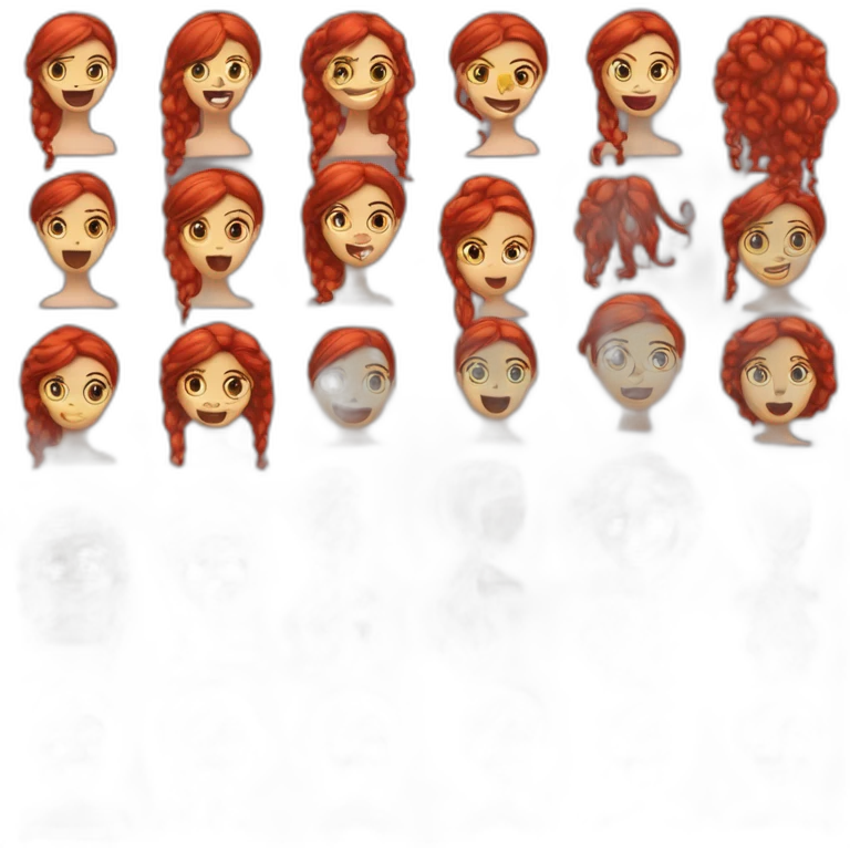 Menina caucasiana de cabelo vermelho longo liso piscando emoji