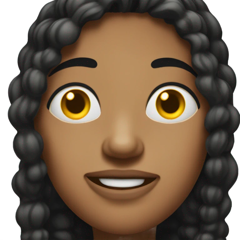 Hyperpigmention meme. Black hair with white ends. Red cheeks. Yellow face. Long nose. Pink lips.  One eye. Face looking to the left.  emoji