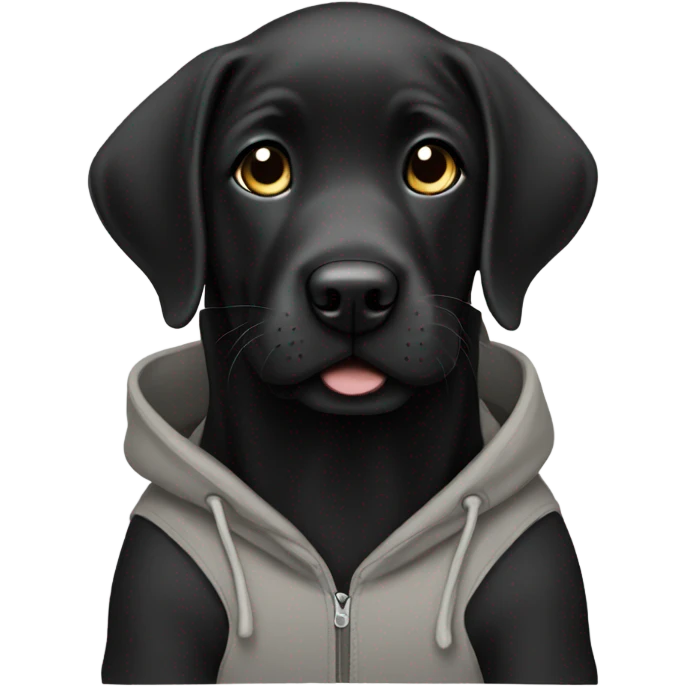 Black Labrador puppy wearing a hoodie  emoji