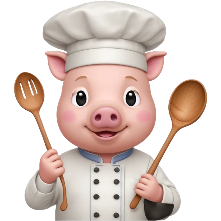 Chef Pig – pig wearing white chef hat holding spoon emoji