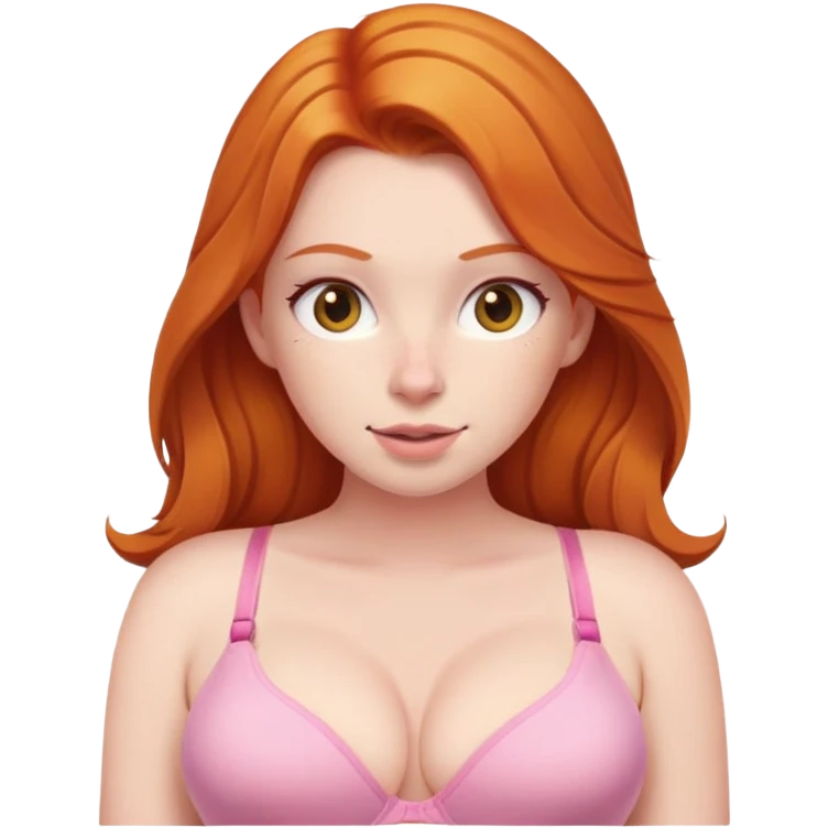 Ginger girl with big boobs in pink bra emoji