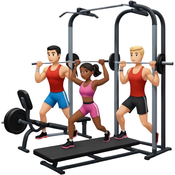 ein gym mit geräten und zwei freunden die sport machen emoji