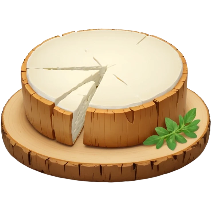 goat cheese, log or round slice, pure white, crumbly, smooth matte, thin pale rind, soft structured, cracks or uneven edges, no bread, herbs, plate, or faces, clean 3D, soft shadows, transparent background, emoji scale emoji