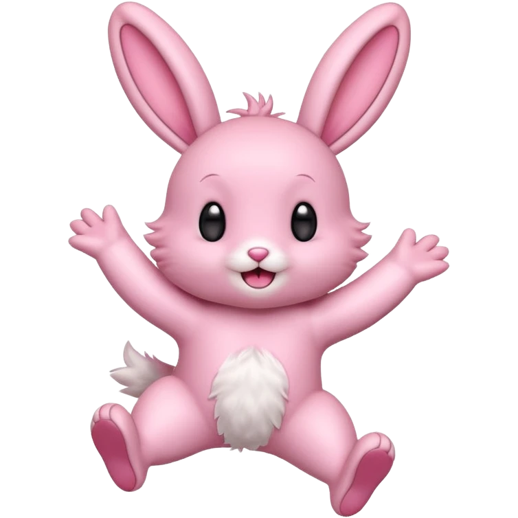 Exited pink bunny, kawaii chibi fluffy ears and body jumping of excitement  emoji